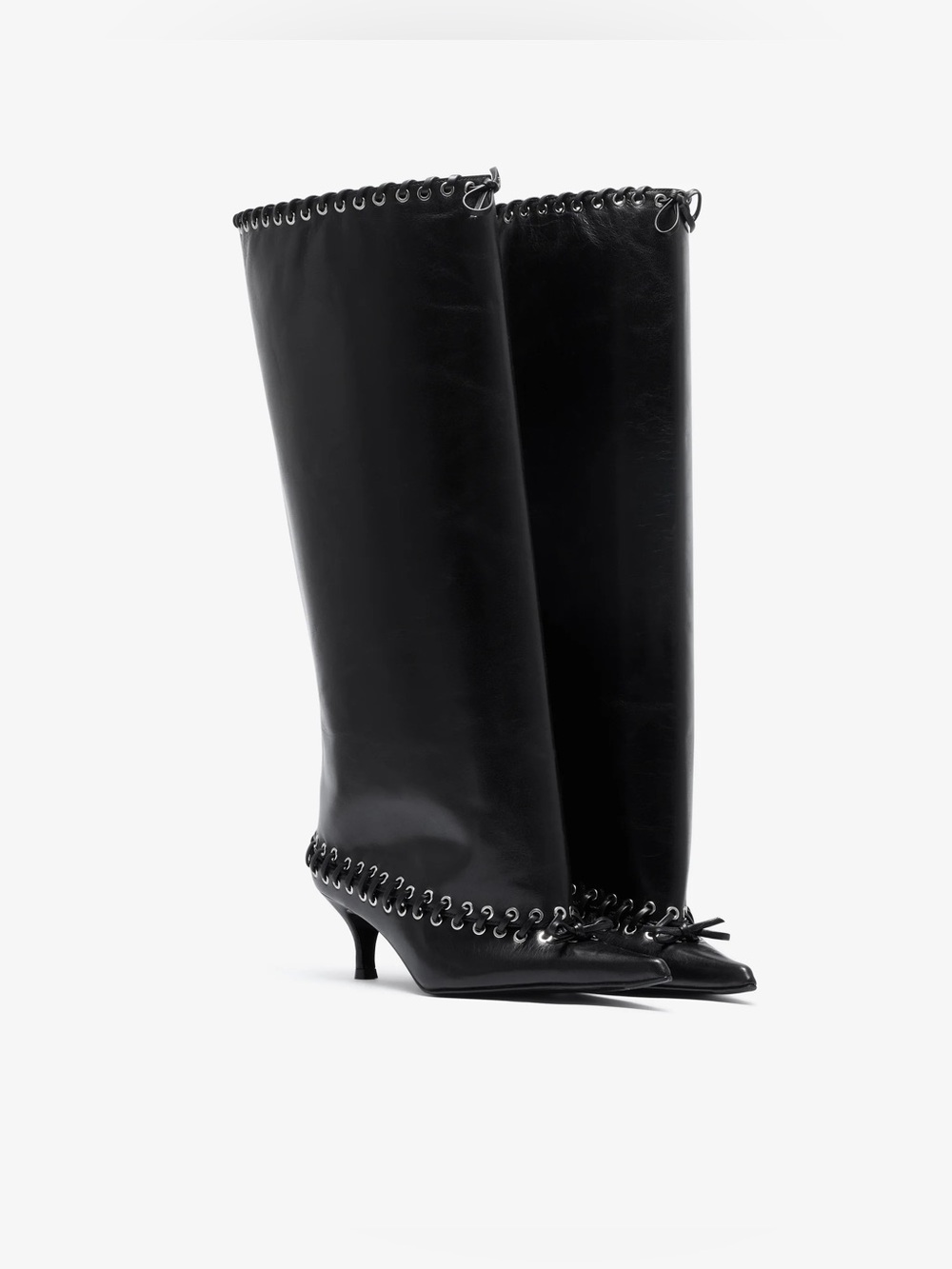 August Barron ALL-IN Leather Flat Boots Black
